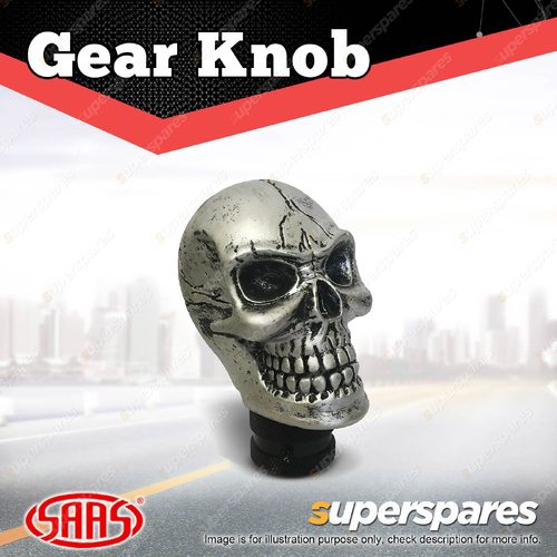 SAAS Skull Head Manual Car Gear Stick Shift Knob - Silver Universal SGKS02S