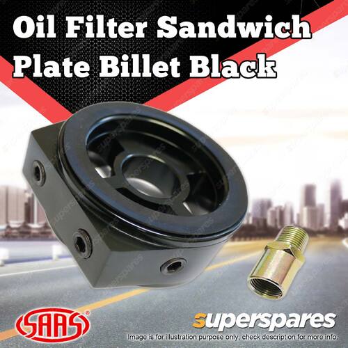 SAAS Oil Adapter Sandwich Plate Billet Black SGAP1 for Oil Temp Gauge