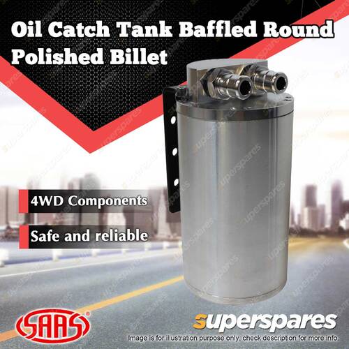 SAAS Oil Catch Tank Baffled Round Polished Billet 500ml Premium Quality