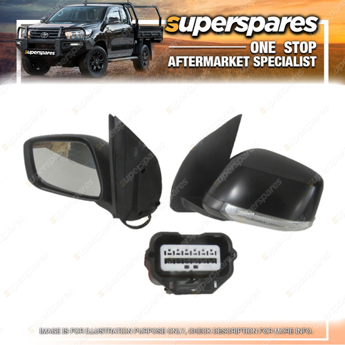 Superspares LH Black Electric Door Mirror for Nissan Navara D40 With Led Blinker