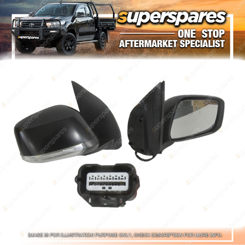 Superspares RH Black Electric Door Mirror for Nissan Navara D40 With Led Blinker