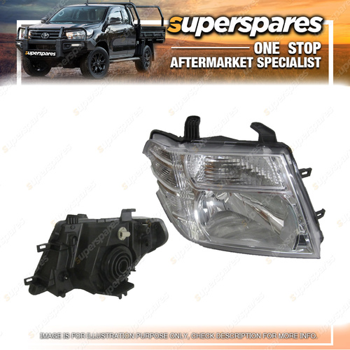 Superspares Right Headlight for Nissan Navara D40 Spain Built 02/2010-04/2015