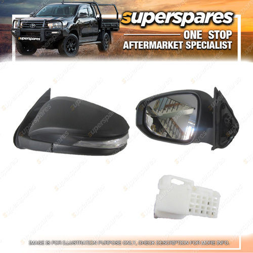 Superspares LH Black E/ Door Mirror With Blinker for Toyota Hilux TGN KUN GGN