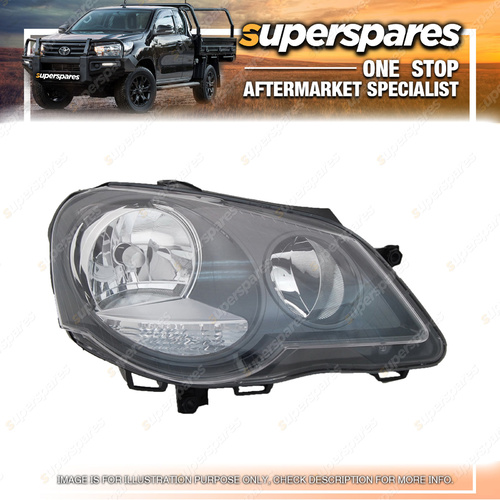 Superspares Right Headlight for Volkswagen Polo 9N Black 11/2005-02/2010