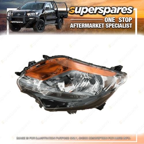 Superspares Left Black Headlight for Mitsubishi Triton MQ With Orange Reflector