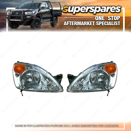 Pair of Head Light Right & Left Side for Honda Cr V 12/2001 - 09/2004