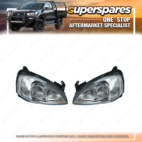 Right & Left Headlight for Holden Barina XC Non Crystal Type 04/2001-11/2005