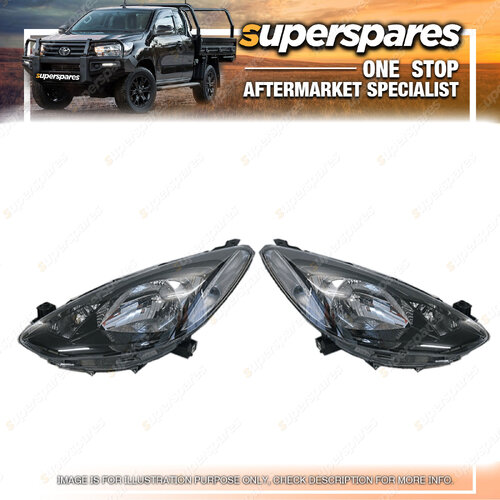 Pair of Head Light Right & Left Side for Mazda 2 De 06/2007 - 01/2010