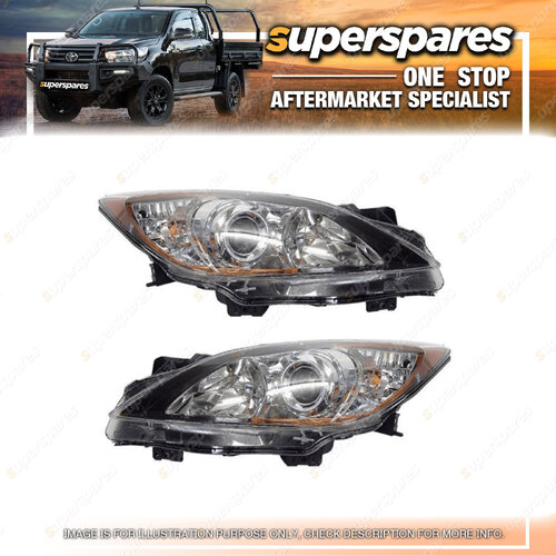 Pair of Head Light Right & Left Side for Mazda 3 Bl 01/2009 - 01/2014