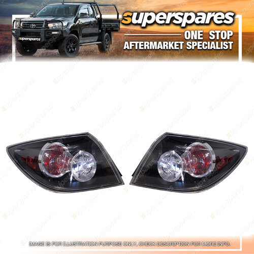 Right & Left Outer Tail Light for Mazda 3 Hatchback BK Black/Clear/Red