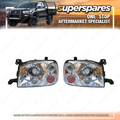 Pair of Head Light Right & Left Side for Nissan Navara D22 11/2001 - On