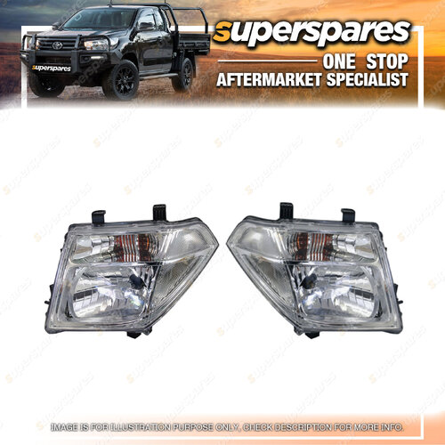 Right & Left Headlight With Globe Shade for Nissan Navara D40 12/2005-01/2010