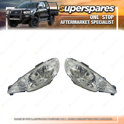 Pair of Head Light Right & Left Side for Peugeot 206 10/1999 - 09/2007