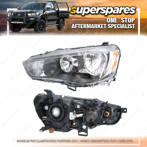 Superspares Left Headlight Black for Mitsubishi Outlander ZH 08/2009-10/2012