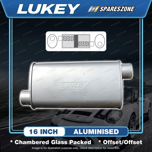 Lukey 8" X 4" Oval - 16" Long Offset/Offset Muffler Original Glass Packed Cham