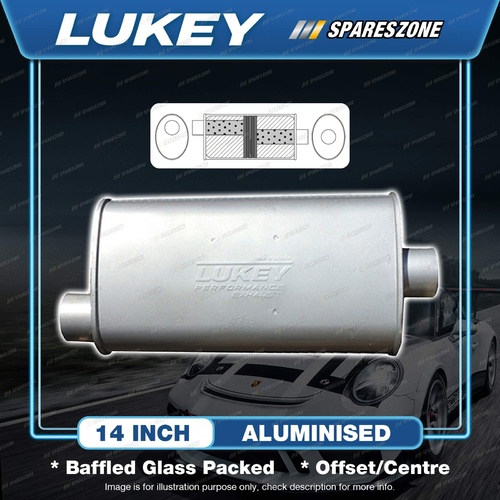 Lukey 8" X 4" Oval - 14" Offset/Centre Muffler 2 1/2" Original Glass Pacbaffled