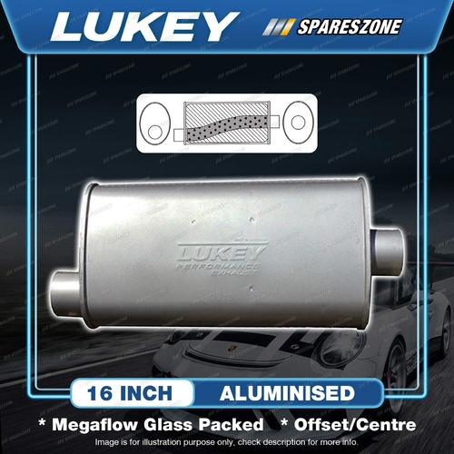 Lukey 8" X 4" Oval - 16" Offset/Centre Muffler 2 Glass Packed - Ultraflo Acms