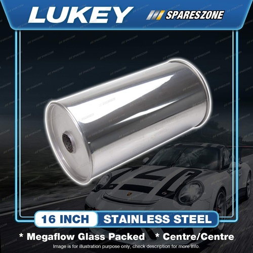 Lukey 6" Round - 16" Centre/Centre 1/3/ Muffler Polished Straight Thru Stainless