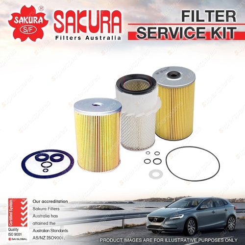 Sakura Oil Air Fuel Filter Service Kit for Isuzu J Series JCR360 JCR420B