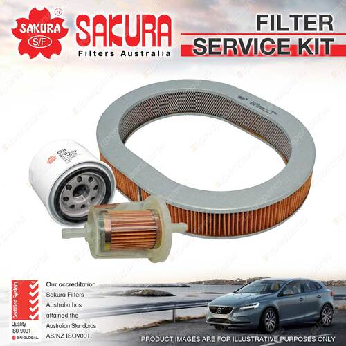 Sakura Oil Air Fuel Filter Service Kit for Ford Laser KA KB KC E3 Meteor GA