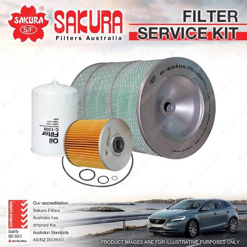 Sakura Oil Air Fuel Filter Service Kit for Hino Ft500 Kestrel 1990-1996