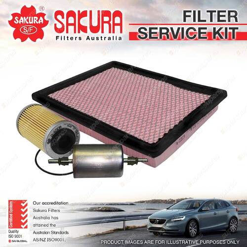 Sakura Oil Air Fuel Filter Service Kit for Holden Statesman WL Alloy T190 8/4-06