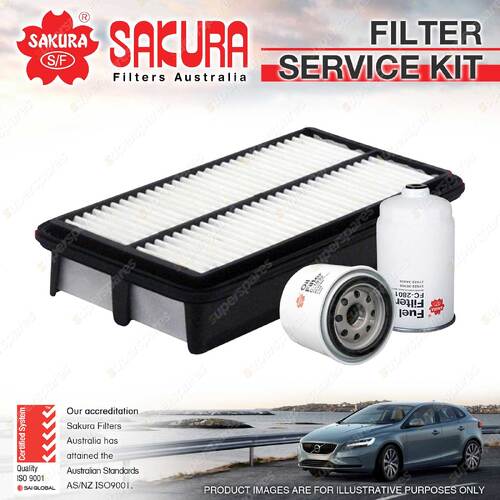 Sakura Oil Air Fuel Filter Service Kit for Kia Grand Carnival VQ 06/2011-On