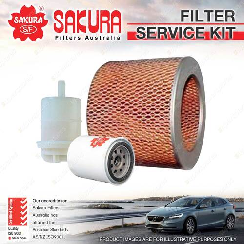 Sakura Oil Air Fuel Filter Service Kit for Mitsubishi L300 Express 1600 80-1982