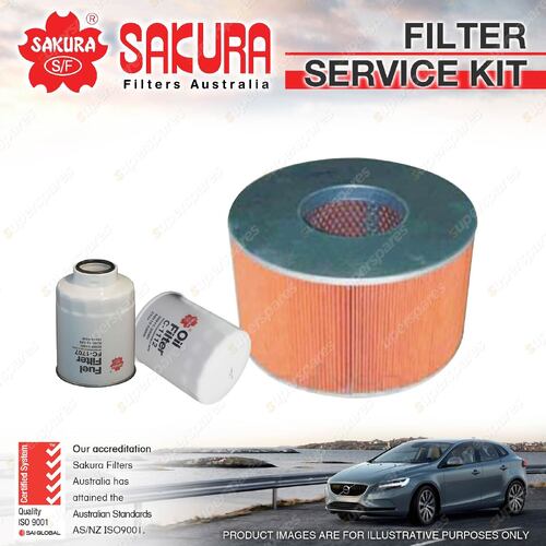 Sakura Oil Air Fuel Filter Service Kit for Toyota Landcruiser HDJ100R 10/00-2007