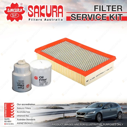 Sakura Oil Air Fuel Filter Service Kit for Nissan Navara D40 11/2005-06/2006