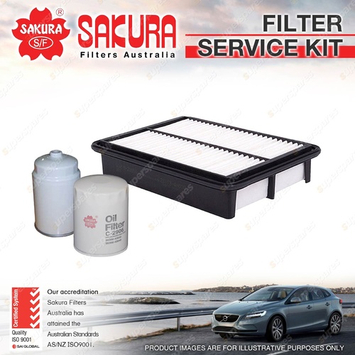 Sakura Oil Air Fuel Filter Service Kit for Hyundai Iload TQ D4CB 02/2008-On