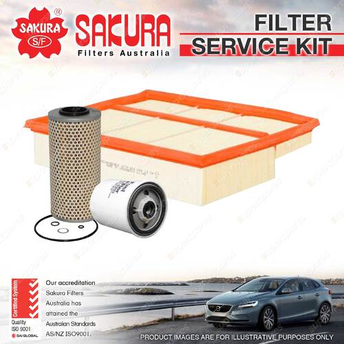 Sakura Oil Air Fuel Filter Service Kit for Mercedes Benz C250D W202 2.5L D 94-00