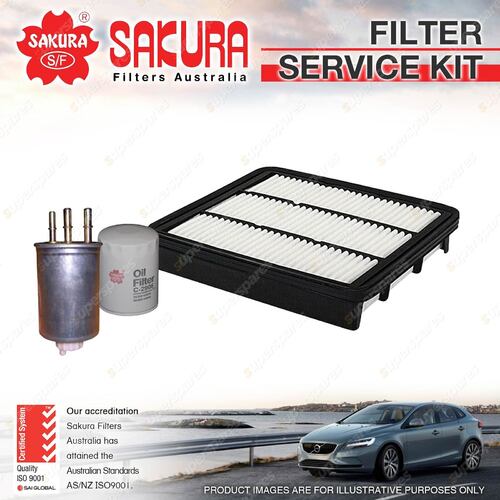 Sakura Oil Air Fuel Filter Service Kit for Hyundai Terracan HP 2.9L CRDi 05-08