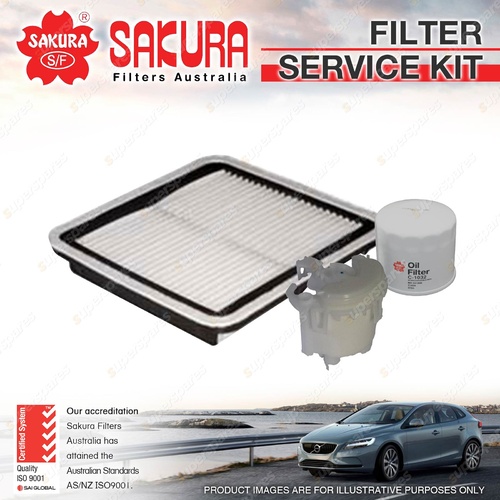 Sakura Oil Air Fuel Filter Service Kit for Subaru Liberty Outback BLE BPE 3.0L