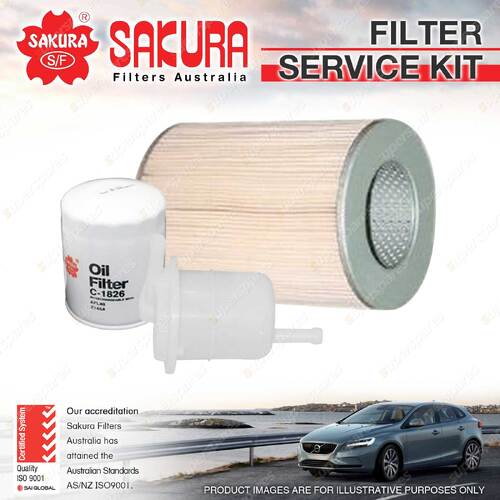 Sakura Oil Air Fuel Filter Service Kit for Nissan Caball C340 2.0L 1976-1981