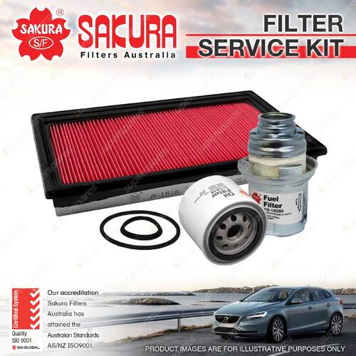 Sakura Oil Air Fuel Filter Service Kit for Subaru Liberty BE BE5 B4 2.0L 01-03