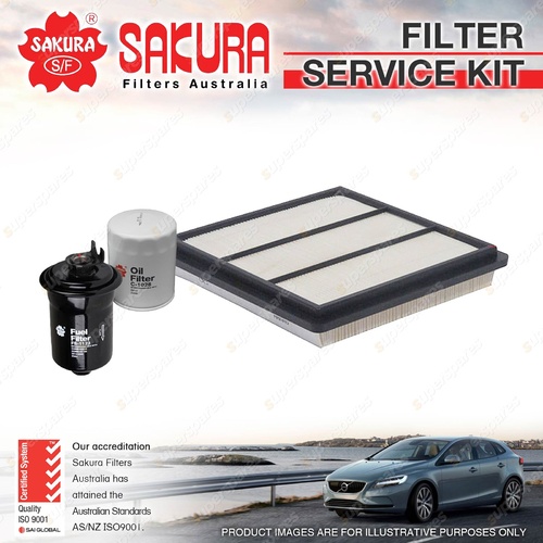 Sakura Oil Air Fuel Filter Service Kit for Mitsubishi Triton MK 2.4L 10/96-12/06