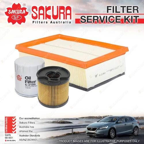 Sakura Oil Air Fuel Filter Service Kit for Peugeot 307 T5 2.0L HDi Bosch 01-05