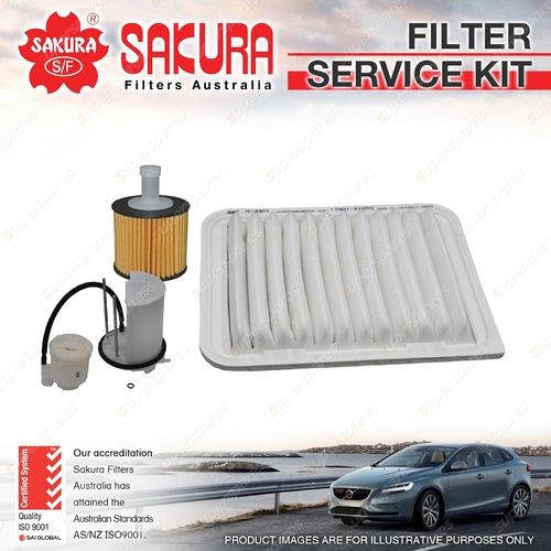 Sakura Oil Air Fuel Filter Service Kit for Toyota Rav4 ZSA42R 2.0L 02/13-on