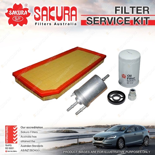 Sakura Oil Air Fuel Filter Service Kit for Audi TT 8J 2.0L TFSi 11/06-10/10