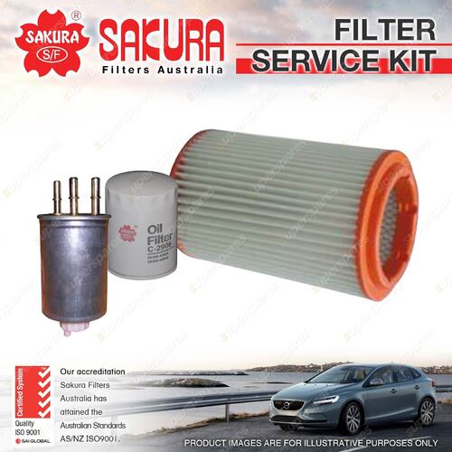 Sakura Oil Air Fuel Filter Service Kit for Kia K2900 PU 2.9L CRDi 04/08-01/13