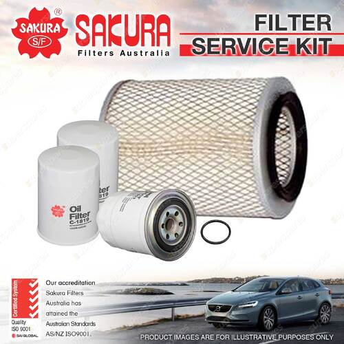 Sakura Oil Air Fuel Filter Service Kit for Nissan Patrol RX 4.2L D 1994-12/1997