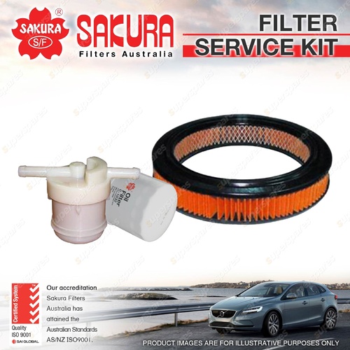 Sakura Oil Air Fuel Filter Service Kit for Ford Festiva WA 1.3L Petrol 4Cyl