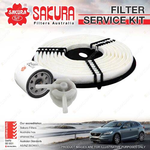 Sakura Oil Air Fuel Filter Service Kit for Subaru Fiori KN4 0.8L 11/89-12/92