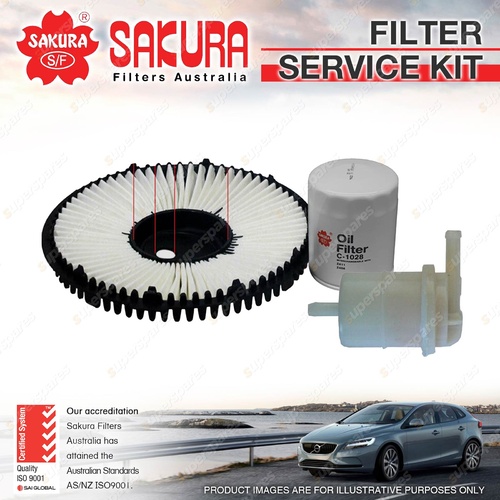 Sakura Oil Air Fuel Filter Service Kit for Mitsubishi Lancer CC 1.5L 09/92-07/96