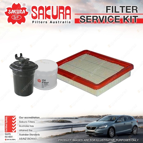 Sakura Oil Air Fuel Filter Service Kit for Hyundai Excel X3 1.5L 09/94-06/00