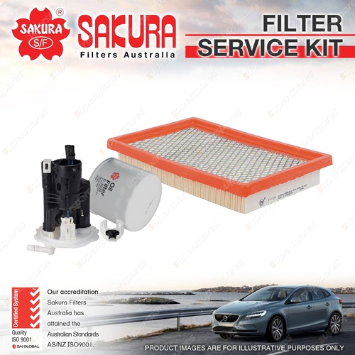 Sakura Oil Air Fuel Filter Service Kit for Ford Laser KN 1.6 1.8 Petrol 4Cyl