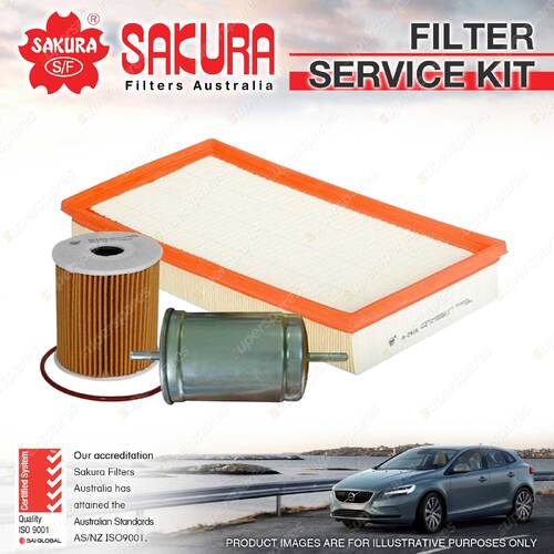 Sakura Oil Air Fuel Filter Service Kit for Volvo C70 S70 V70 2.3 2.4 Petrol 5Cyl