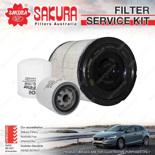 Sakura Oil Air Fuel Filter Service Kit for Isuzu NPR71 4.6L TD 08/00-01/03