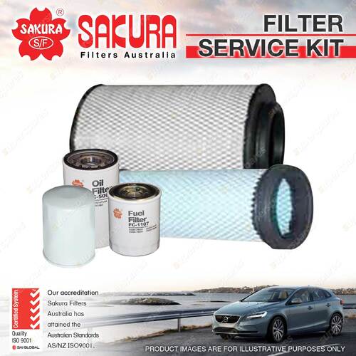 Sakura Oil Air Fuel Filter Service Kit for Hino Ranger Pro 7 GD1J 8.0L TD 03-08